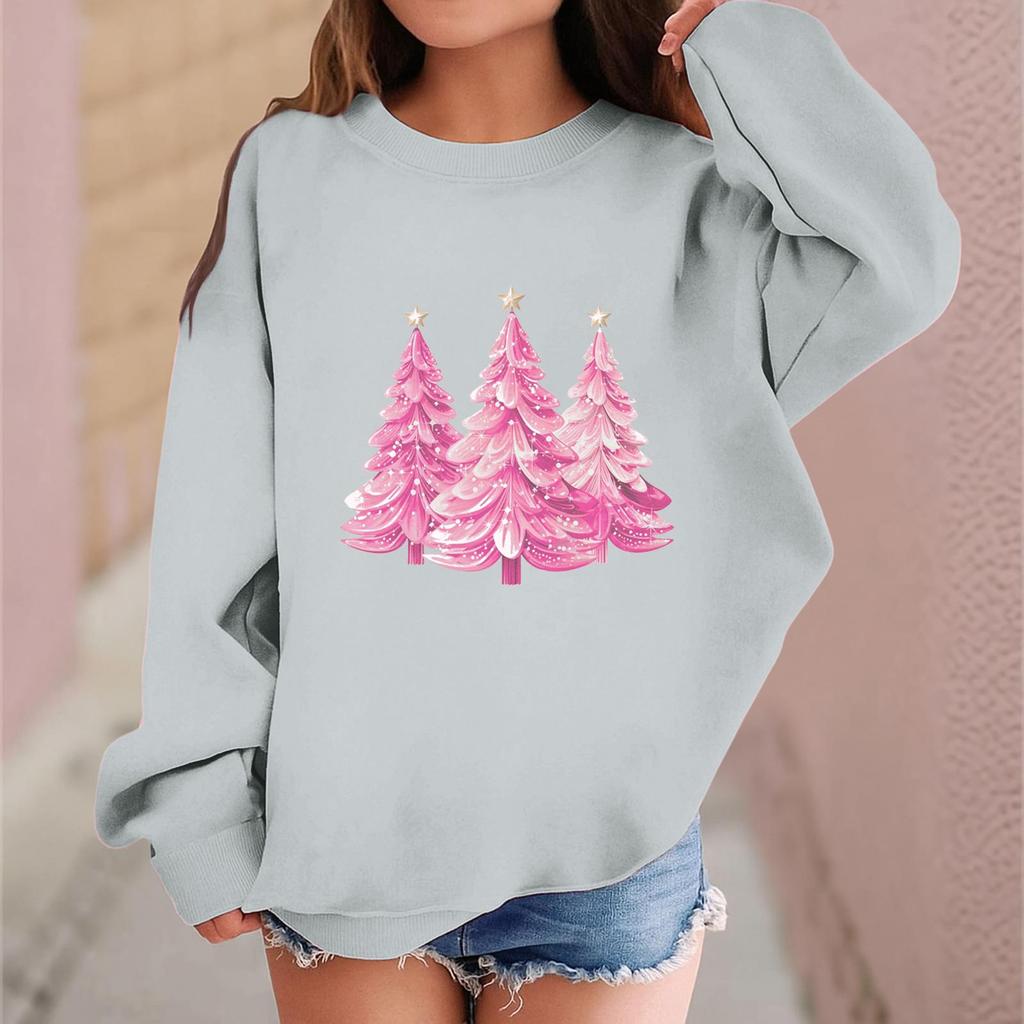 Children's Fashionable Casual Long-sleeved Loose Christmas Print Pullover Sweatshirt