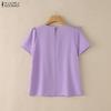 ZANZEA Women Elegant Round Neck Casual Short Sleeve Blouse
