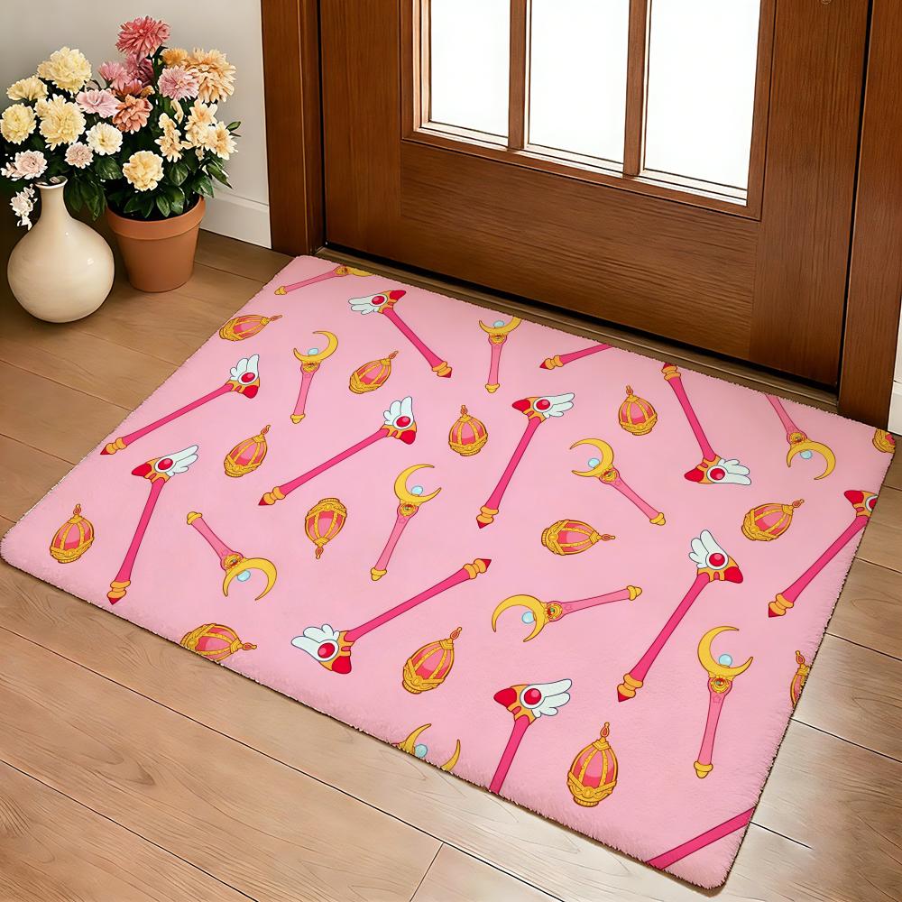 Kwaii C-Cardcaptor Sakura Floor Mat Cozy Flannel Soft Thick Non-Slip Mat For Living Room Bedroom Kitchen Decor Rugs