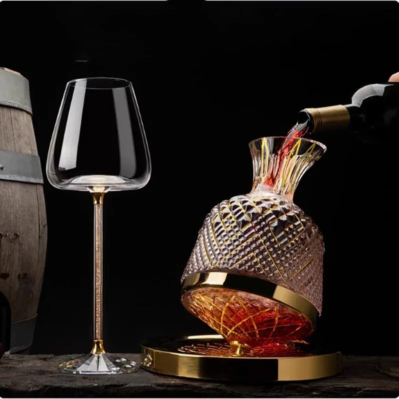 Diamond Crystal Wine Glass Set, Grape Decanter, Family Gathering Party Drinking Utensils, Champagne Glasses, Wine Accessories