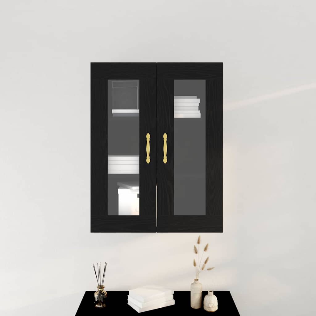 Wall Mounted Cabinet in Black Oak Look 69.5 x 34 x 90 cm