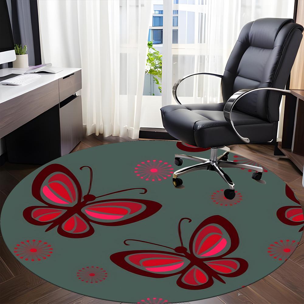 1pc Butterfly Pattern Chair Carpet for Office, Indoor Non Slip Washable Polyester Fiber Carpet,