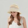Hollow Out Sunshade Basin Cap Breathable Colorful Striped Fisherman Hat Knitted Bucket Hat  Travel