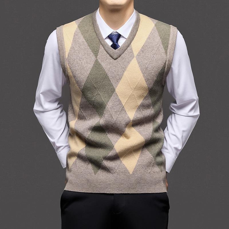 Men S Knit Vest V Neck Sleeveless Pullover Business Casual Sweater