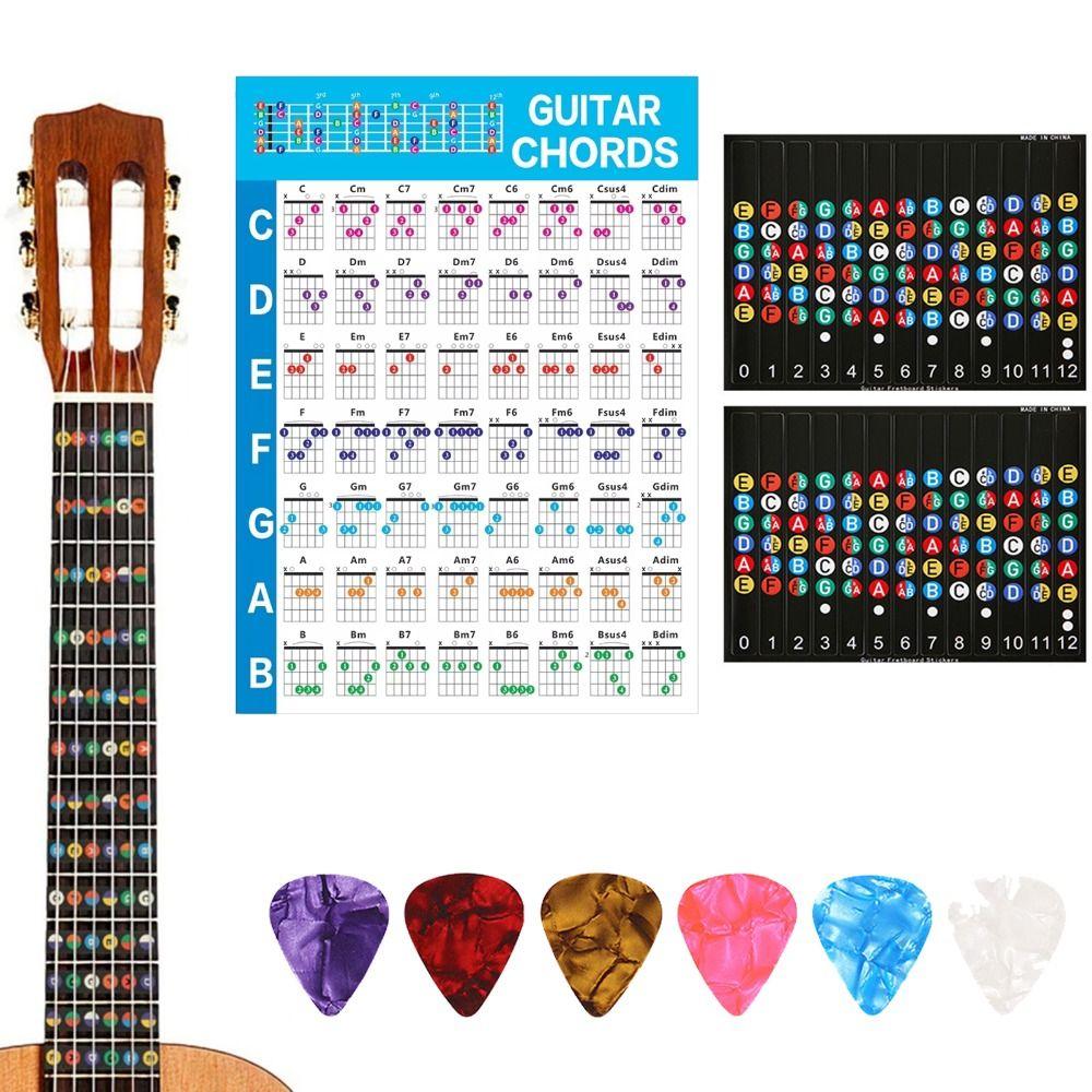 Printed Vinyl Paper Guitar Practice Chord Chart Coated Paper Chord Fingering Diagram For Kids