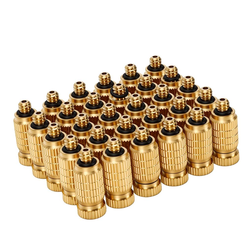 30pcs Brass Misting Nozzle 10 24 UNC Fogging Spray Head Misting System Tips for Landscaping Outdoor Cooling System
