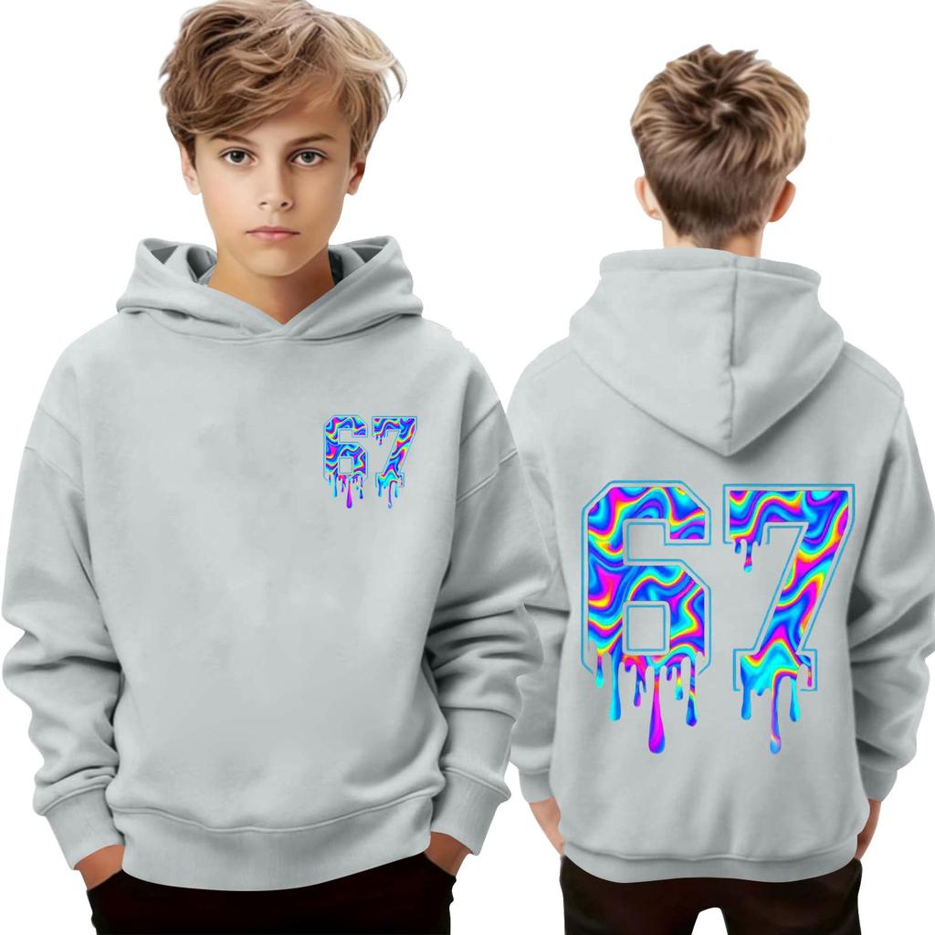 Kinder Langarm Lockerer Pullover Buchstabenaufdruck Kordelzug Kapuzen-Sweatshirt
