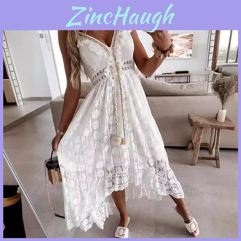 Elegant Satin Long Dress With V Neck For Summer Beach And Casual Wear