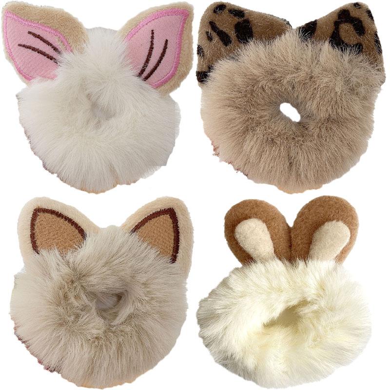 Autumn Winter Plush Cat Ear Hair Ring Female Cute High Elasticity Children Hair Rope Simple Hair Accessories