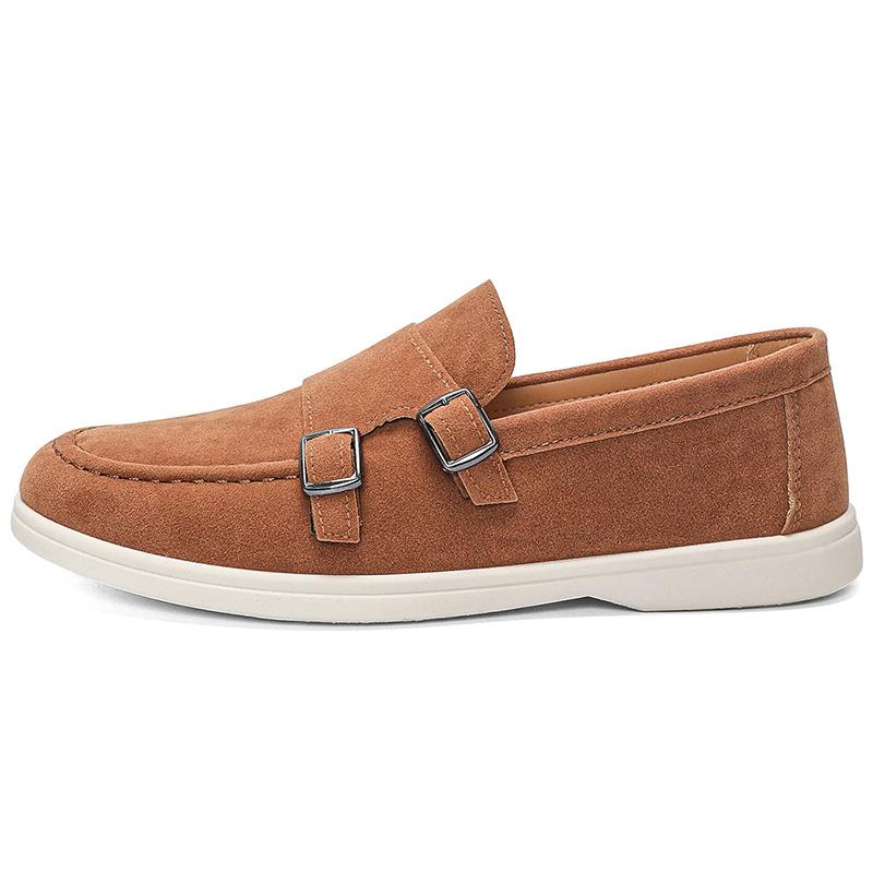 Men's Casual Shoes Suede Loafers Fashion Slip on Leather Shoes Soft Solid Dress Shoes Wedding Flats Business Men Shoe