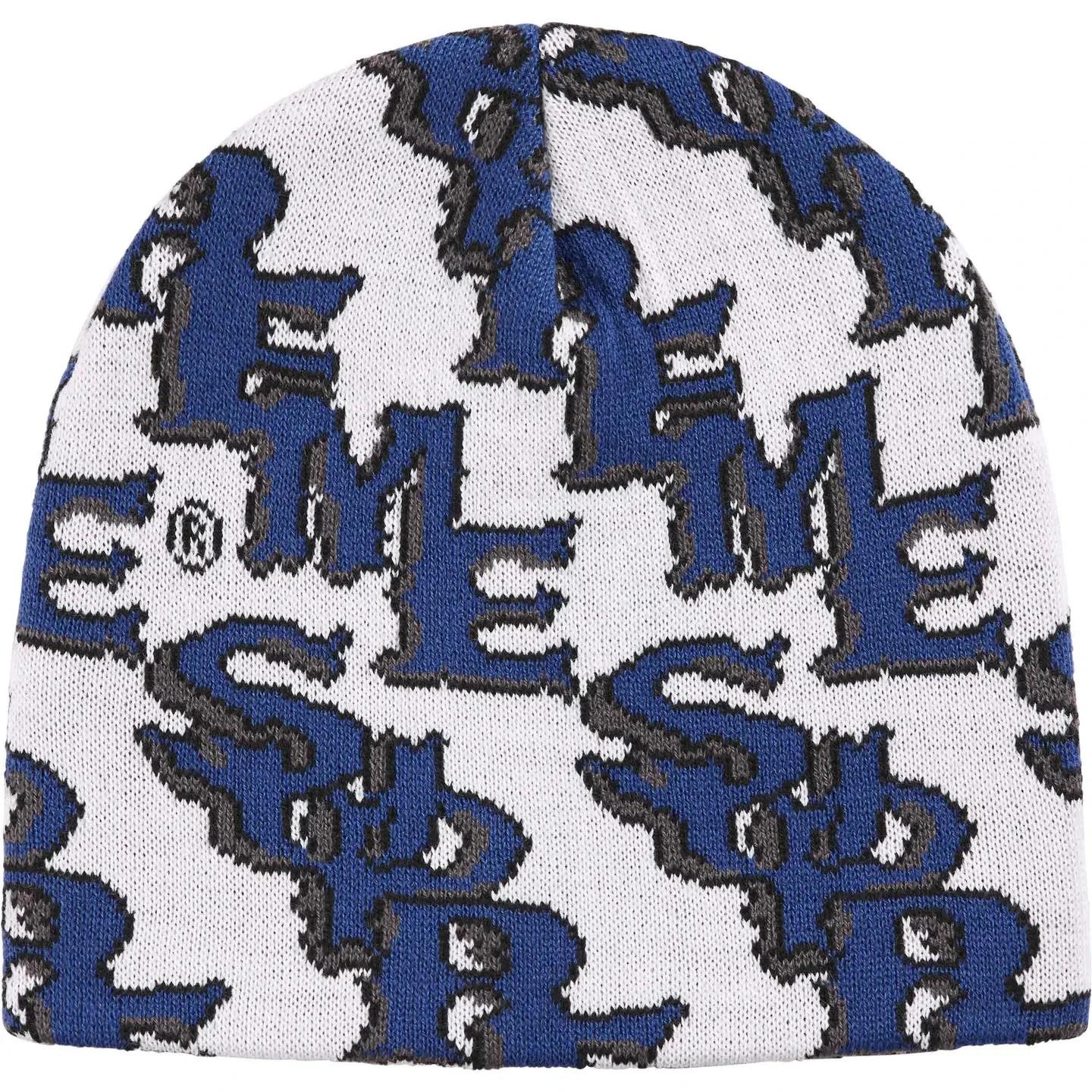 770087 Supreme Slanted Gothic Outline Beanie White One-Size