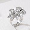 A Women's Ring with a Flower Design, Made of Metal and Adjustable In Size, Suitable for Everyday Wear and Holidays