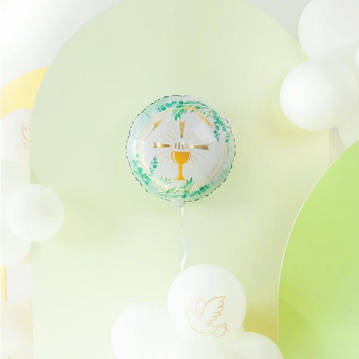 Communion Foil Balloon Holy Communion Chalice Boho Eucalyptus Leaves 45cm