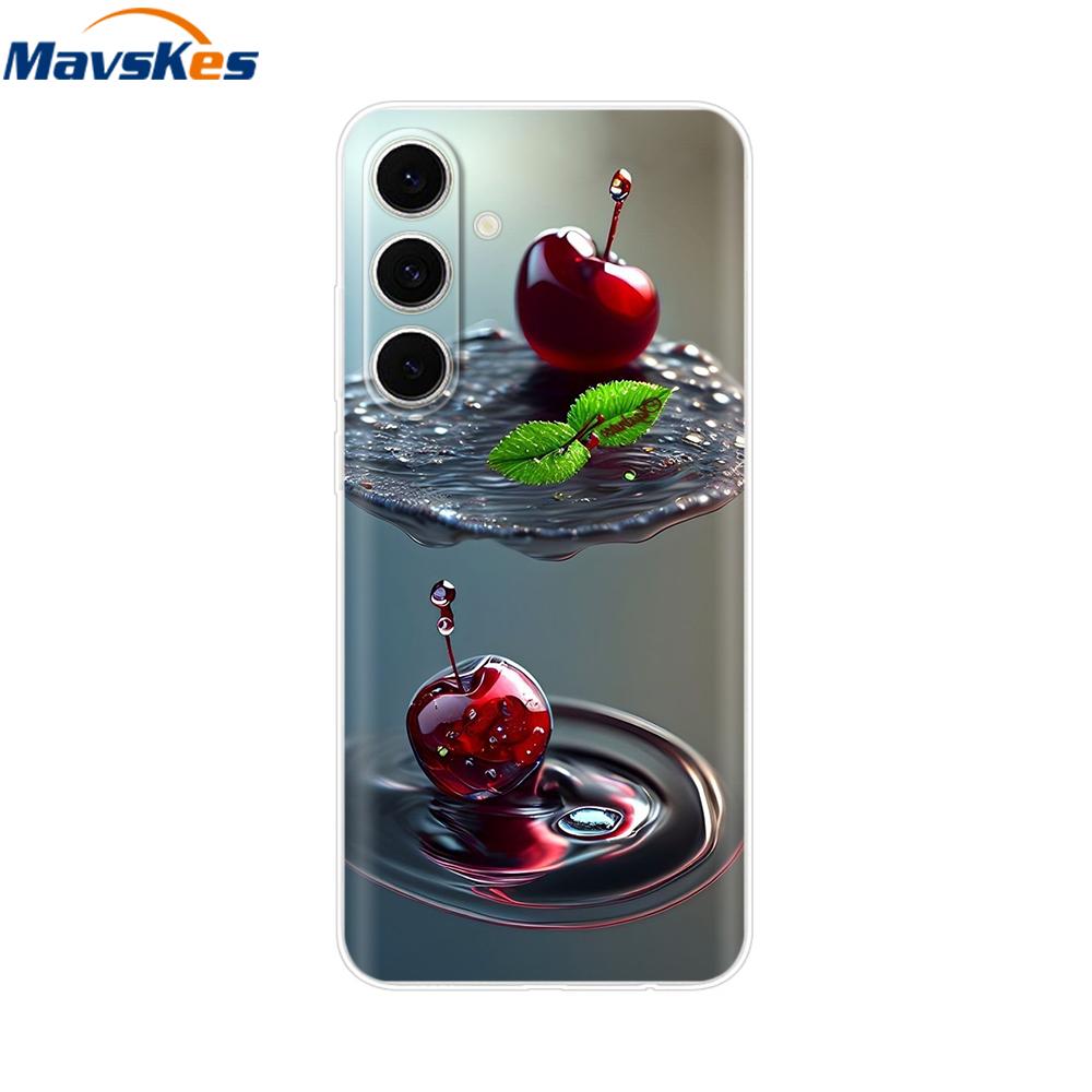 For Samsung S24 FE Case Stylish Flowers Painted Cover Clear Silicone Phone Case for Samsung Galaxy S24 S24FE Soft Shell Fundas