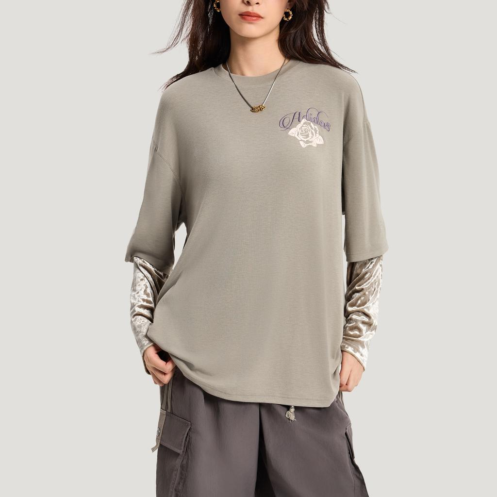 Adidas Originals Two-In-One Knitted Loose Long Sleeve Drop Shoulder T-Shirt Women tops KR5039