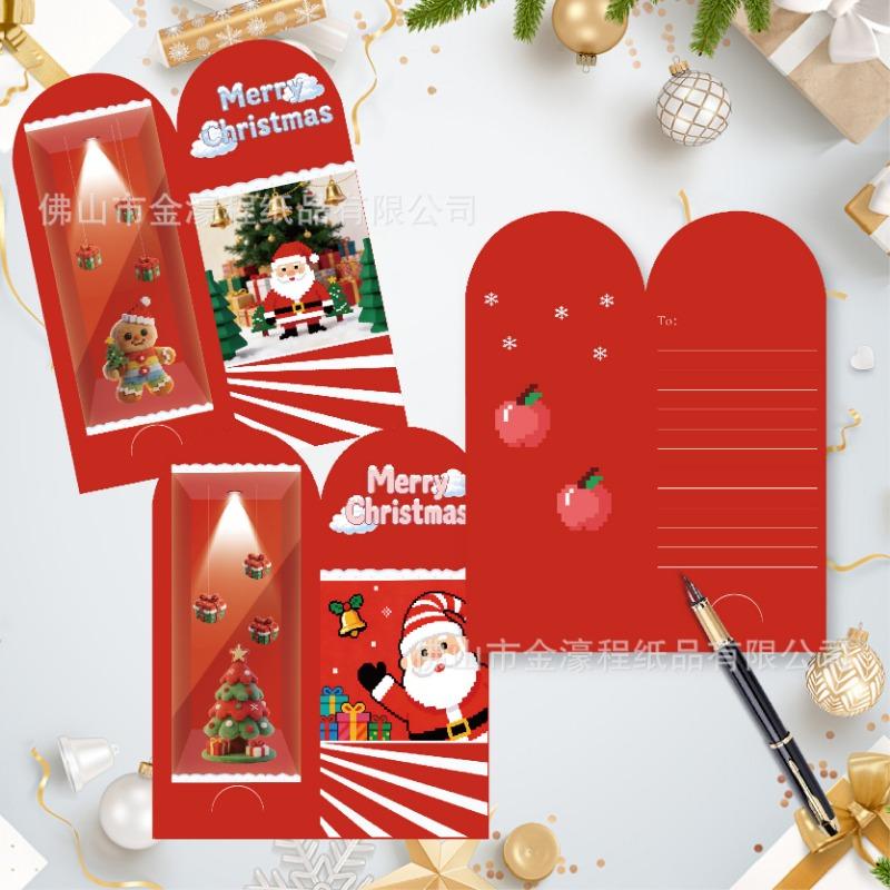 Creative Folding Cartoon Christmas Greeting Card Set With Envelopes And Stickers