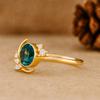 Sun and Moon Green Sapphire Ring with Cubic Zirconia – Celestial Gemstone Ring - Gold Plated 925 Sterling Silver Jewelry Gift