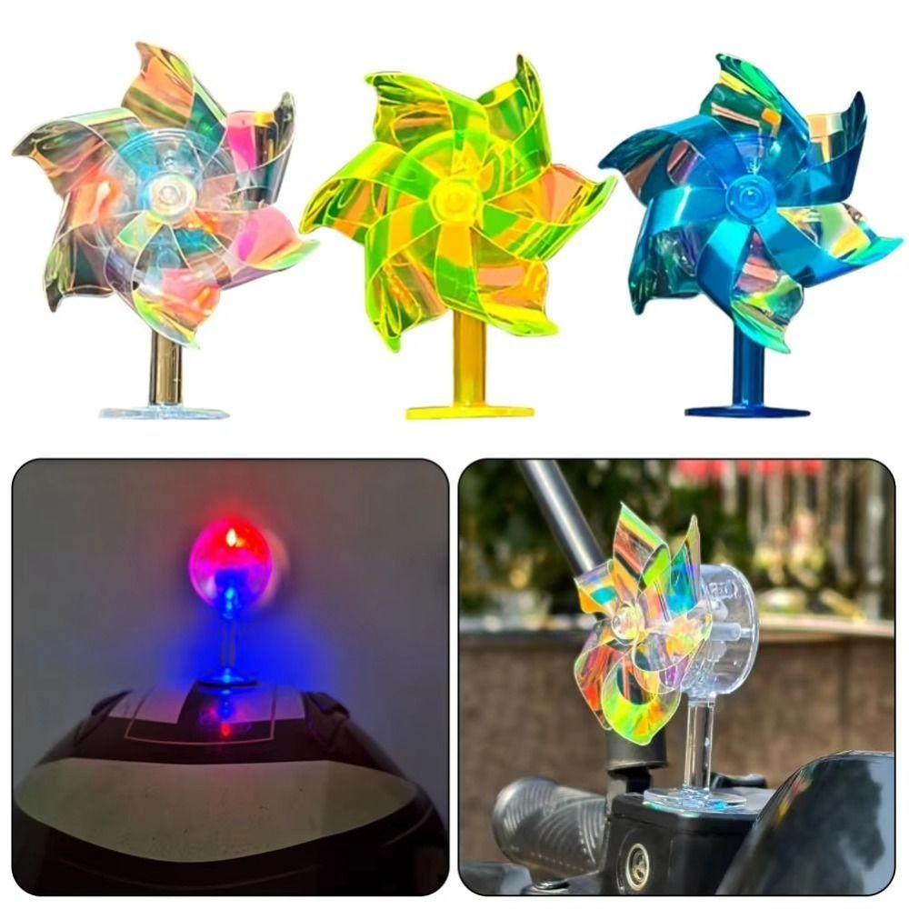 2Pcs Colorful Motorcycle Handlebar Windmill LED Lights Windmills Ornament  Night Safety