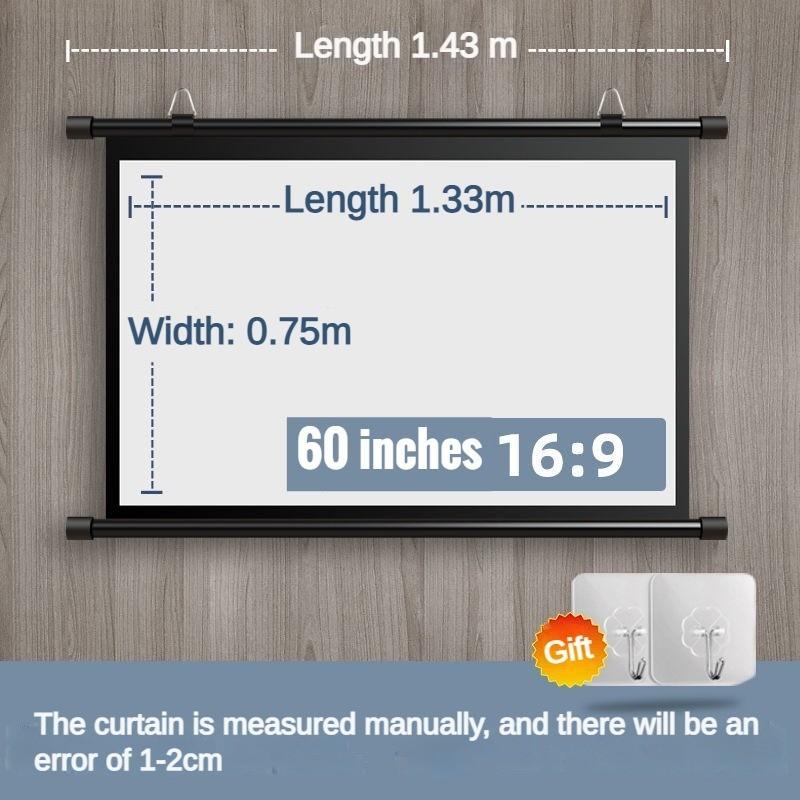 60/72/84 Inches Curtain HD Mobile Portable Tripod Screen Projection Screen Entertainment Projector