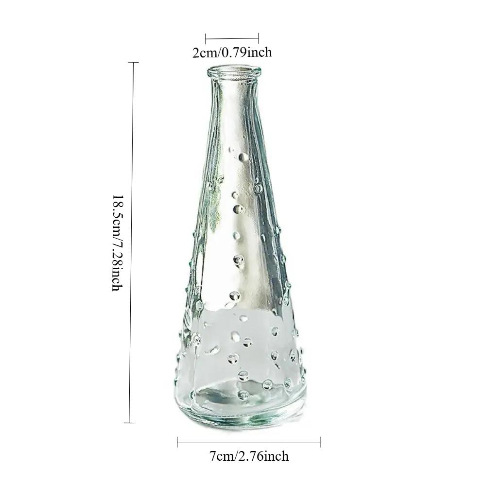 Simple Vintage Embossed Glass Vase Mini Small Flower Vase for Home Decor Table Centerpiece Wedding DIY Craft Gift Idea