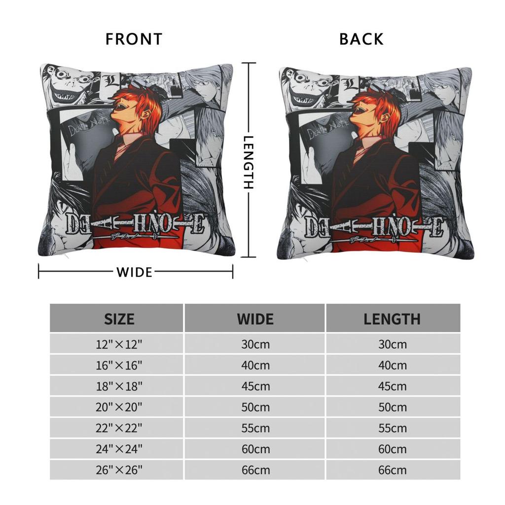 Anime Death Note Light Yagami Square Pillow Case Shinigami Cushion Covers Awesome Zippered Decor Pillowcase For Home 18"X18"