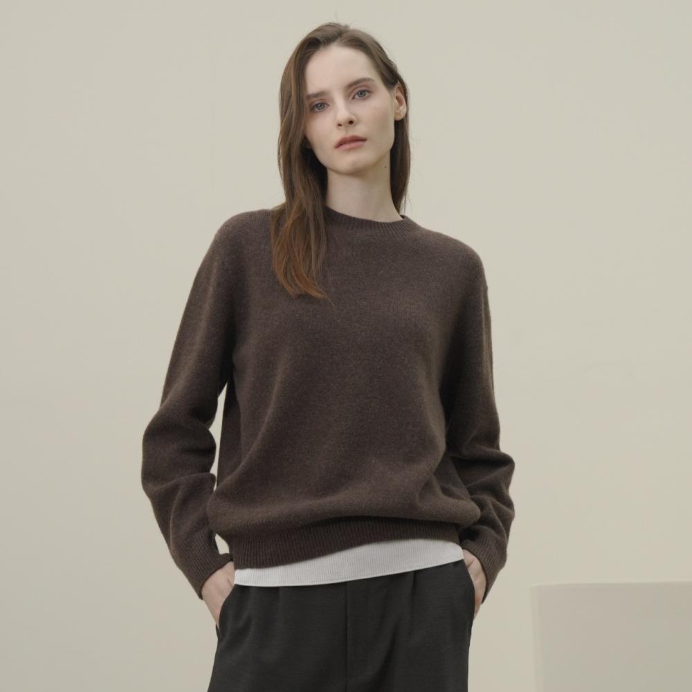 Acud Round Neck Wool Knit _Brown Brown/Free