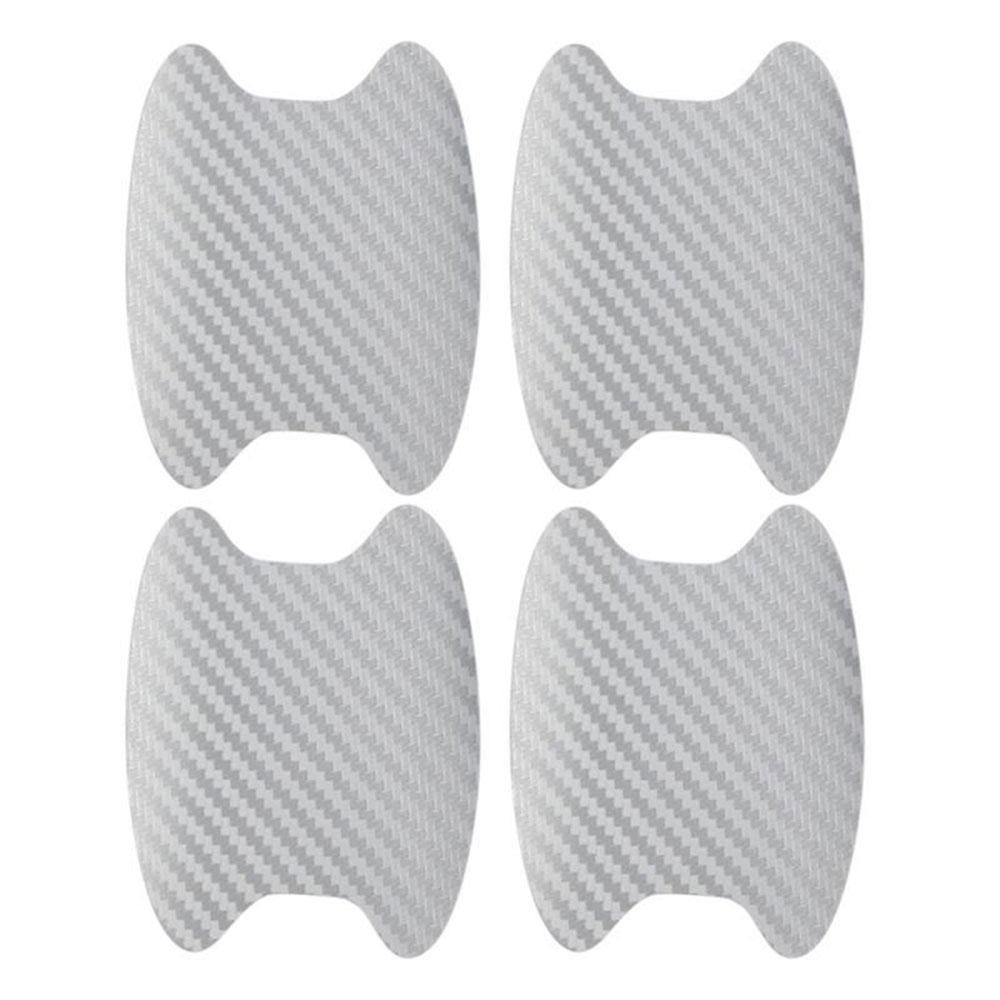 

4Pcs/set Carbon Fiber Texture Car Door Handle Cup Scratch Protective Stickers Exterior Waterproof Auto Door Bowl Sticker срібний