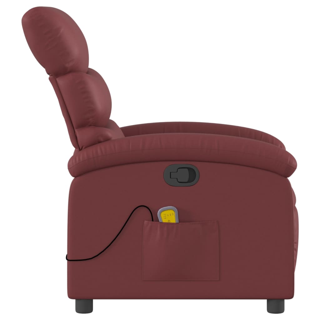 Massage Chair Burgundy Artificial Leather