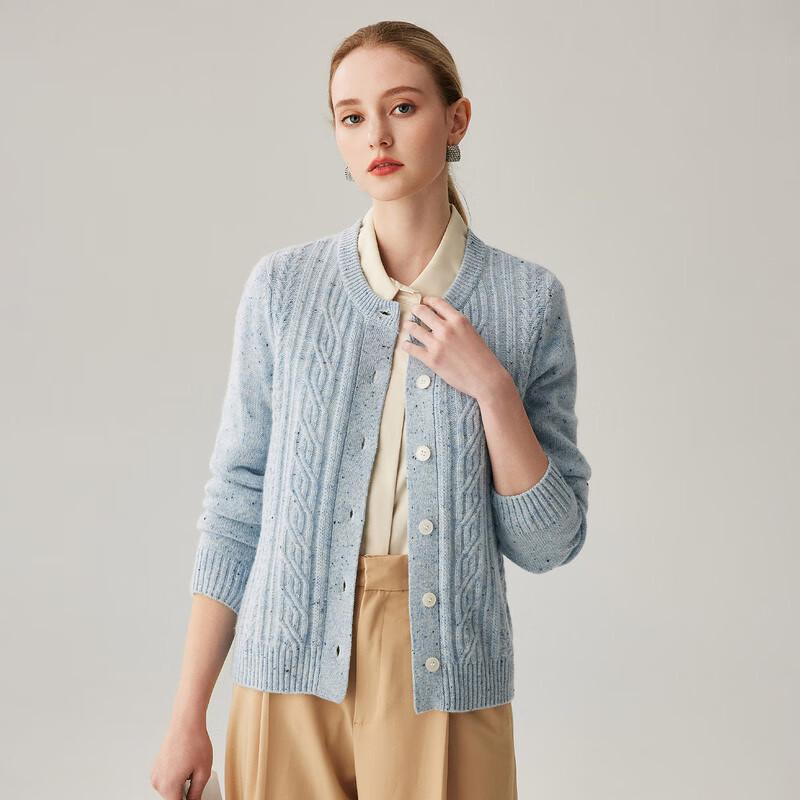 Zhaojun Women's 2025 Fall/Winter Thick Cashmere Round Neck Cardigan Sweater