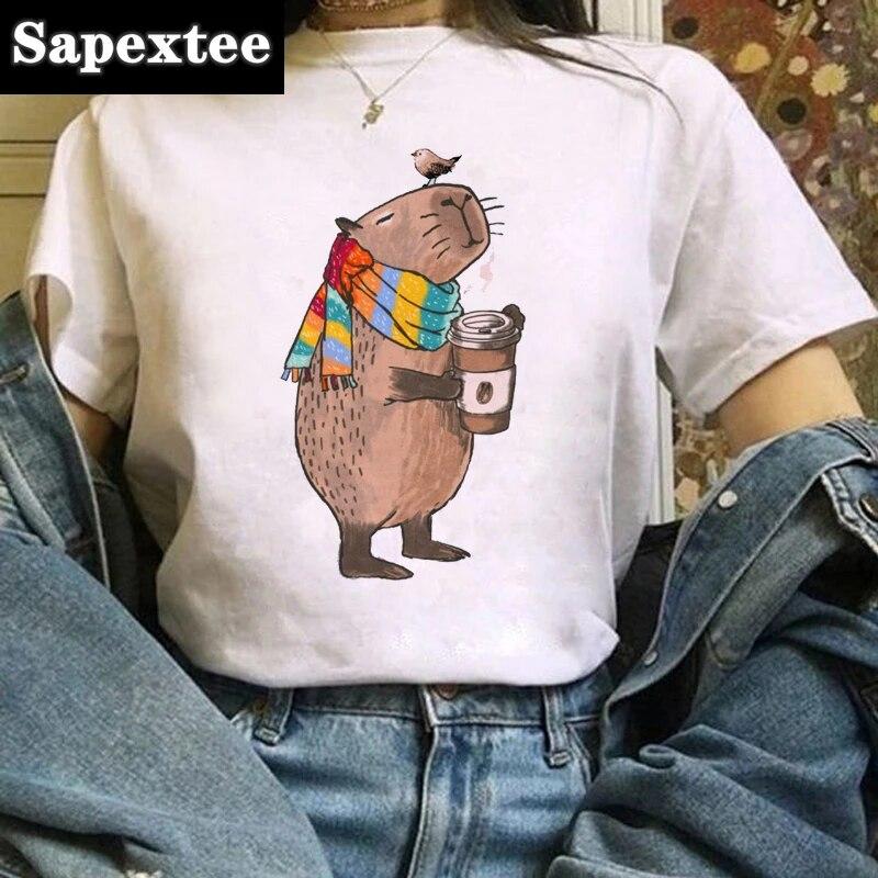 T-Shirt WoUnisex Cute Dinosaur Print T-Shirt Summer Short Sleeve Clothing Fun Versatile Pattern T-Shirt Fashion WoUnisex Top.