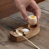 "Acacia Wood Egg Tray: A Multi - Functional Egg Cup Holder, Eggshell Cup, Egg Steamer and Egg Piercer In One."