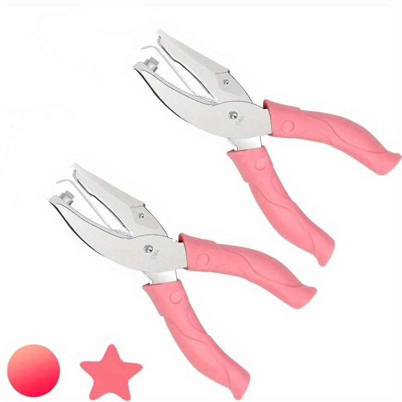1/2Pcs Handheld Hole Paper Punch Heart/Star/Circle Hole 1/4 Inch Metal Single Hole with Soft-Handled for Tags Clothing Ticket