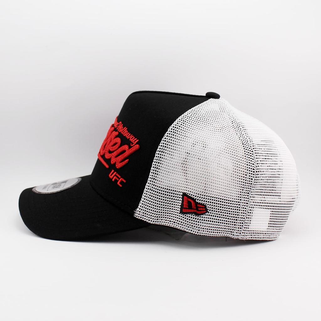 New Era UFC MAX HOLLOWAY TRUCKER MESH CAP a Collaboration with the Mixed Martial Arts Organization This Black Snapback Trucker Cap Is Adjustable for