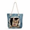 Cat Print Thick Rope Single-shoulder Beach Bag 7266 KTB