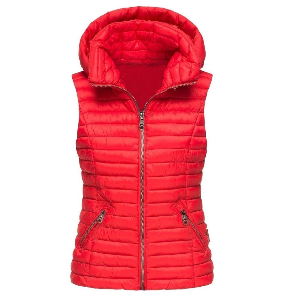 Vestă din bumbac cu fermoar, la modă pentru femei, de culoare solidă. Jachetă din bumbac fără mâneci