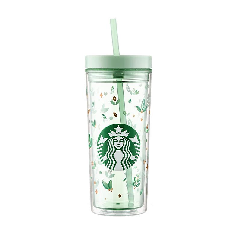 Стакан-поилка Starbucks Green Wilderness Collection со стеклянной трубочкой
