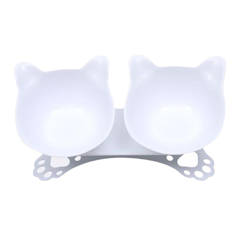 Double Elevated Cat Bowls Feeder Detachable Inclined Portable Drinking Bowl Water Dispenser