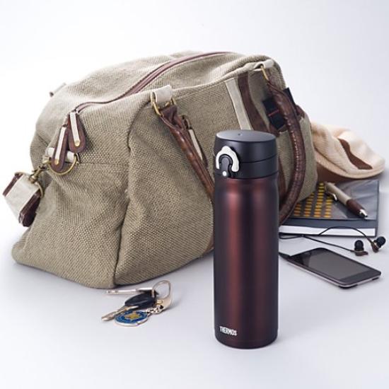Thermos Vacuum Insulated Portable Mug Open Chocolate CHO [One-Touch Type] 0.5L JMY-500