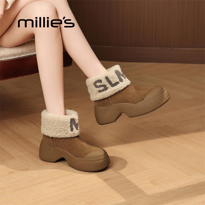 Millies Women s Warm Suede Platform Ankle Boots 38