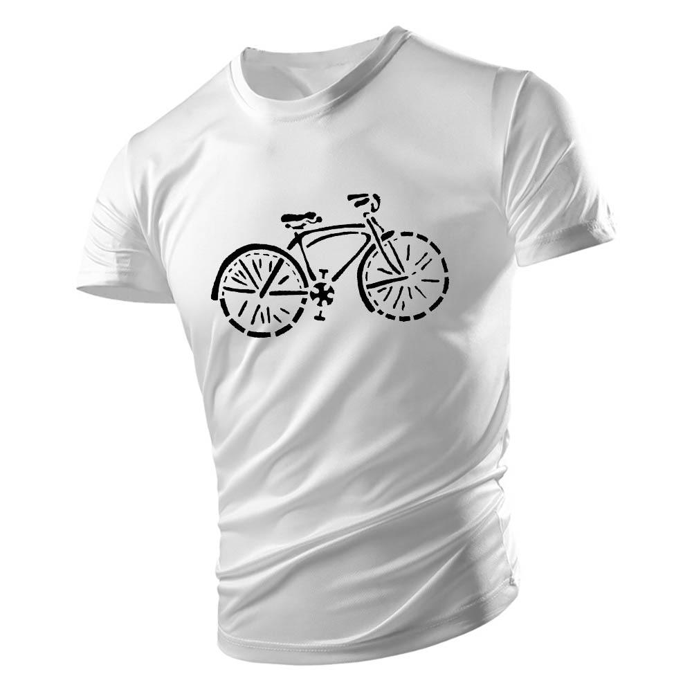 Four Seasons Adult Men'S Crew-Neck T-Shirt Top Casual Sports Creative Bicycle Pattern Print Multi-Color Loose Short Sleeve