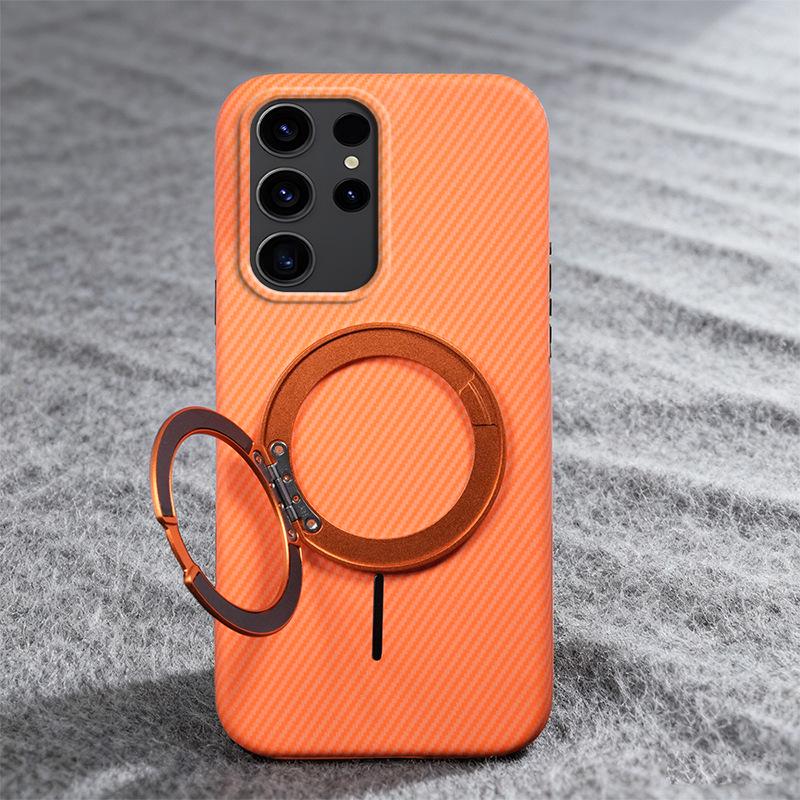 Samsung S26 Ultra Magnetic Carbon Fiber Phone Case with Rotating Stand