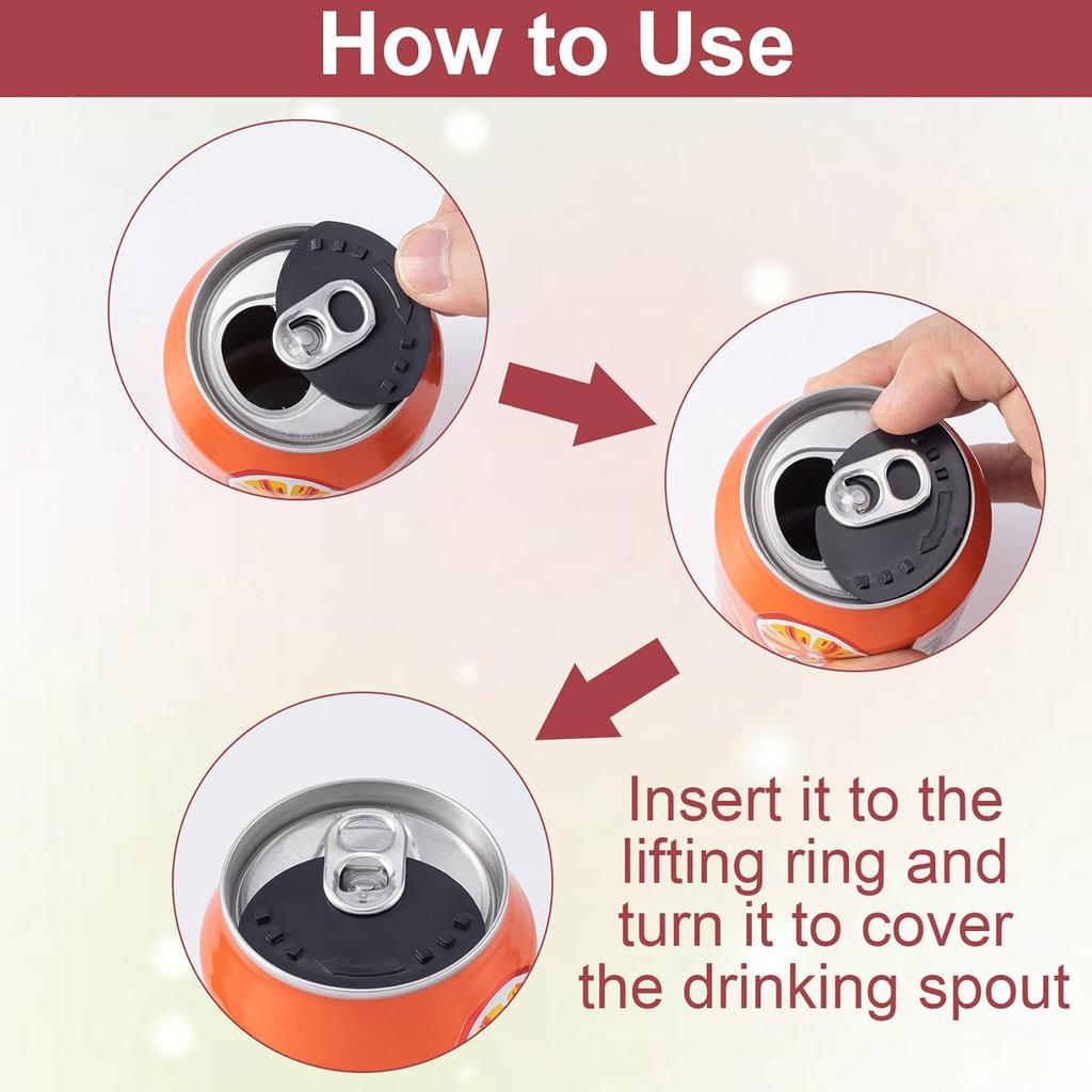 10pcs Soda Can Covers Lids, Plastic Pop Can Lid Cover, Can Top Cap Protector Spill Guard for Soda Drink Beer Coke Juice Beverage- Black