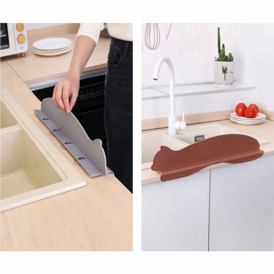 Yousheng 2 Stück Cartoon Katze Spülbecken Spritzschutz mit Saugnäpfen Gemüsewaschen Wasserspritzer Schutz Küchenarbeitsplatte Kätzchen Spritzschutzbrett