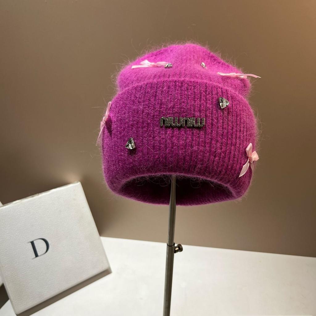High-end Knitted Hat with Bowknot Fashionable and Warm Earflap Beanie for Women