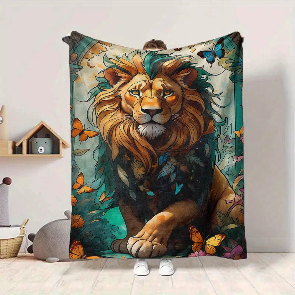 1PC Lion, Butterfly Blanket, Throw For Sofa, Bed, Travel, Camping, Livingroom, And Bed, Printing Blanket With Soft And Warm Fabric yy250918128
