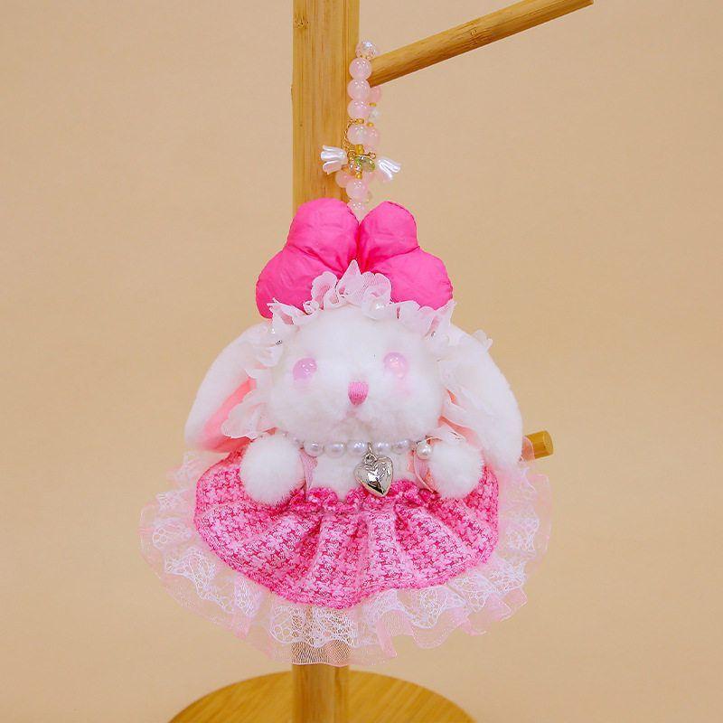 Rabbit Adorable Plush Pendant With Bow And Dress Decoration For Kids Decor