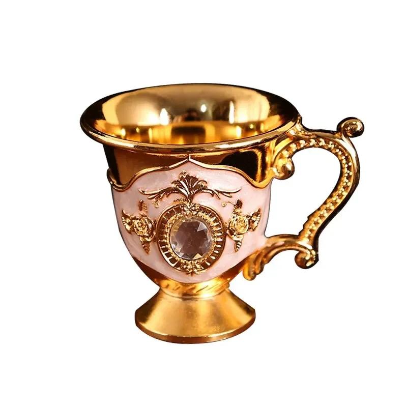 Fashion Creative Home Metal White Wine Cup Alloy Pattern Gems Decorated Classical Wine