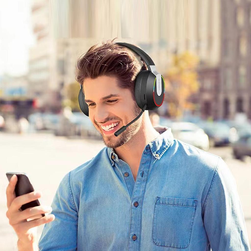 Wireless Gaming Headset Foldable Noise Reduction Soft Cushion Portable   Gaming Headphones with Detachable Mic