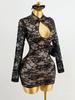 2026 Autumn European & American Sexy Lace Hollow-Out Slimming Dress