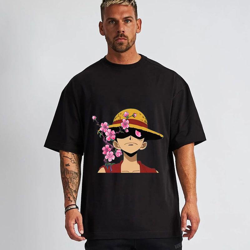 

ONE PIECE Луффи Женская Мужская Летняя Футболка Харадзюку Аниме Топы Футболки Рубашка Хлопок Повседневная Мультяшная С Короткими Рукавами Летние Футболки Уличная Одежда L чёрный